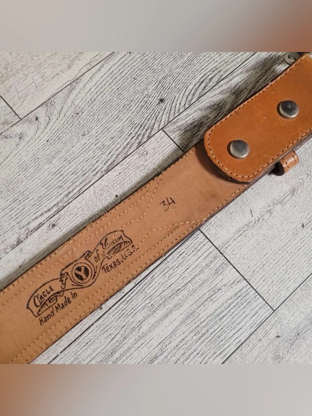 Men's Circle Y Western Brown Leather Suede Inlay Rodeo Cowboy Belt Size 34